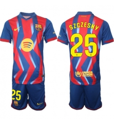 Men FC Barcelona 2026 Soccer Jerseys RedBlue #25 SZCZESNY