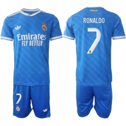 Men Real Madrid 2026 Soccer Jerseys Blue #7 RONALDO