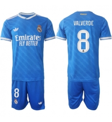 Men Real Madrid 2026 Soccer Jerseys Blue #8 VALVERDE