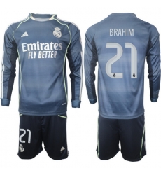 Men Real Madrid 2026 Soccer Jerseys DarkBlue Long #21 BRAHIM