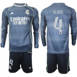 Men Real Madrid 2026 Soccer Jerseys DarkBlue Long #4 ALABA