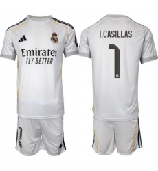 Men Real Madrid 2026 Soccer Jerseys White #1 I.CASILLAS