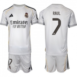 Men Real Madrid 2026 Soccer Jerseys White #7 RAUL