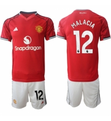 Men Manchester United 12 Tyrell Malacia 2025 26 Red Home Soccer Jersey Suit Men Manchester United 12 Tyrell Malacia 2025 26 Red Home Soccer Jersey Suit