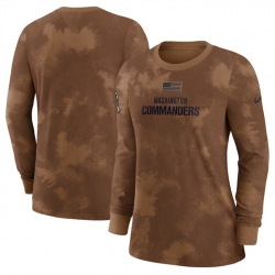 Women Washington Commanders Brown 2023 Salute To Service Long Sleeve T Shirt Run Small