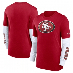 Men San Francisco 49ers Heather Scarlet Slub Fashion Long Sleeve T Shirt