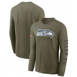 Men Seattle Seahawks Olive 2022 Salute To Service Long Sleeve T Shirt