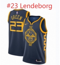 Men Nike Golden State Warriors Yaxel Lendeborg #23 Swingman Badge Jersey Navy Blue