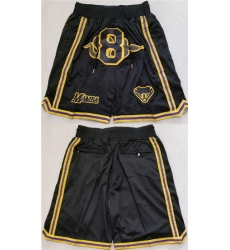 Men Los Angeles Lakers 8 Kobe Bryant Black Shorts