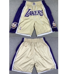 Men Los Angeles Lakers Gold Purple Shorts  28Run Small 29