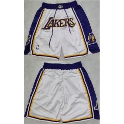 Men Los Angeles Lakers Purple White Shorts  28Run Small 29