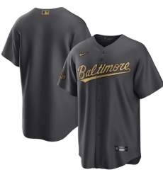 Men Baltimore Orioles Blank 2022 All Star Cool Base Charcoal Stitched Baseball Jersey