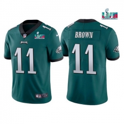 Men Women Youth Toddler Philadelphia Eagles 11 A  J  Brown Green Super Bowl LVII Patch Vapor Untouchable Limited Stitched Jersey