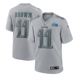 Men Women Youth Toddler Philadelphia Eagles 11 A J  Brown Grey Super Bowl LVII Patch Atmosphere Fashion Stitched Game Jersey