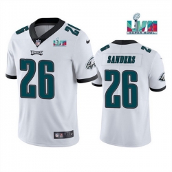 Men Women Youth Toddler Philadelphia Eagles 26 Miles Sanders White Super Bowl LVII Patch Vapor Untouchable Limited Stitched Jersey