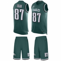 Men's Nike Philadelphia Eagles #87 Brent Celek Limited Midnight Green Tank Top Suit NFL Jersey