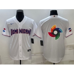 Men Dominican Republic Baseball 2023 White World Baseball Big Logo Classic Replica Stitched Jersey