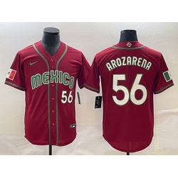 Men Mexico Baseball 56 Randy Arozarena 2023 Red World Baseball Classic Stitched Jersey