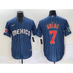 Men Mexico Baseball 7 Julio Ur EDas 2023 Navy World Baseball Classic Stitched Jerseys 1