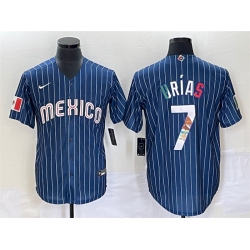 Men Mexico Baseball 7 Julio Ur EDas 2023 Navy World Baseball Classic Stitched Jerseys