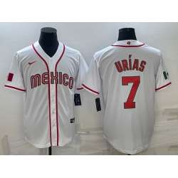 Men Mexico Baseball 7 Julio Ur EDas 2023 White World Baseball Classic Stitched Jersey