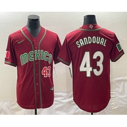 Men's Mexico Baseball #43 Patrick Sandoval Number 2023 Red World Classic Stitched Jersey1