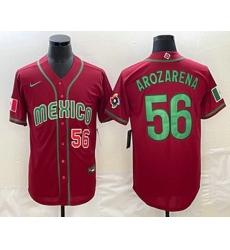 Men's Mexico Baseball #56 Randy Arozarena Number 2023 Red World Classic Stitched Jersey1