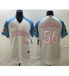 Men's Mexico Baseball #56 Randy Arozarena Number 2023 White Blue World Classic Stitched Jersey1