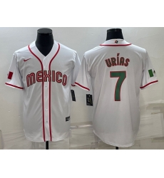 Men's Mexico Baseball #7 Julio Urias 2023 White World Baseball Classic Stitched Jerseys III