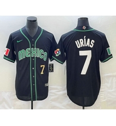 Mens Mexico Baseball #7 Julio Urias Number 2023 Black White World Classic Stitched Jersey