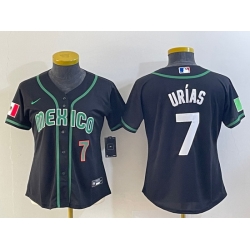 Women's Mexico Baseball #7 Julio Urias Number 2023 Black World Classic Stitched Jersey3