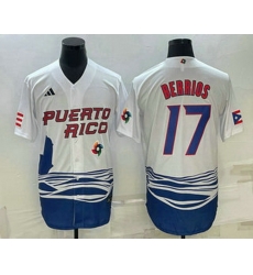 Men's Puerto Rico Baseball #17 Jose Berrios 2023 White World Baseball Classic Stitched Jersey