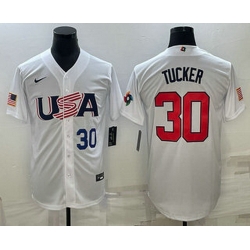 Mens USA Baseball #30 Kyle Tucker Number 2023 White World Baseball Classic Stitched Jersey