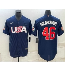 Men's USA Baseball #46 Paul Goldschmidt 2023 Navy World Baseball Classic Stitched Jersey