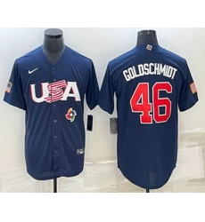 Men's USA Baseball #46 Paul Goldschmidt 2023 Navy World Baseball Classic Stitched Jerseys