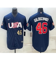 Mens USA Baseball #46 Paul Goldschmidt Number 2023 Navy World Baseball Classic Stitched Jersey