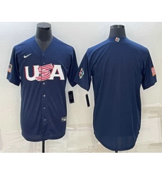 Men's USA Baseball Blank 2023 Navy World Baseball Classic Stitched Jersey