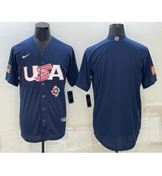 Men's USA Baseball Blank 2023 Navy World Baseball Classic Stitched Jerseys