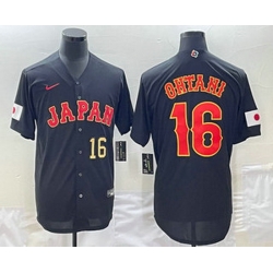 Men's Japan Baseball #16 Shohei Ohtani Number 2023 Black World Classic Stitched Jersey