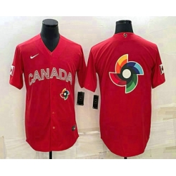 Men Canada Baseball 2023 Red World Big Logo With Patch Classic Stitched Jersey