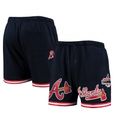 Men Atlanta Braves Navy Team Logo Mesh Shorts