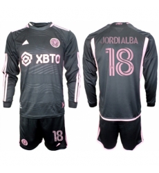 Men Inter Miami CF 18 Jordialba 2023 24 Black Away Soccer Jersey Suit