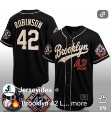 Brooklyn Dodgers 42 Jackie Robinson Black Fashion Jersey