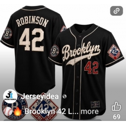 Brooklyn Dodgers 42 Jackie Robinson Black Fashion Jersey