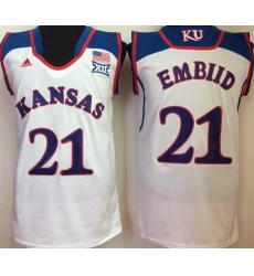 Mens Ncaa Nba Kansas Jayhawks #21 Embiid White Jersey