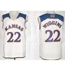 Mens Ncaa Nba Kansas Jayhawks #22 Wiggins White Jersey