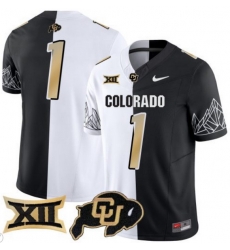 Men Colorado Buffaloes #1 Team White Black Split Vapor Limited Stitched Football Jersey