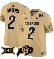 Men Colorado Buffaloes #2 Shedeur Sanders Gold Vapor Limited Stitched Football Jersey