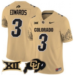 Men Colorado Buffaloes #3 Dylan Edwards Gold Vapor Limited Stitched Football Jersey