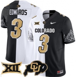 Men Colorado Buffaloes #3 Dylan Edwards White Black Split Vapor Limited Stitched Football Jersey